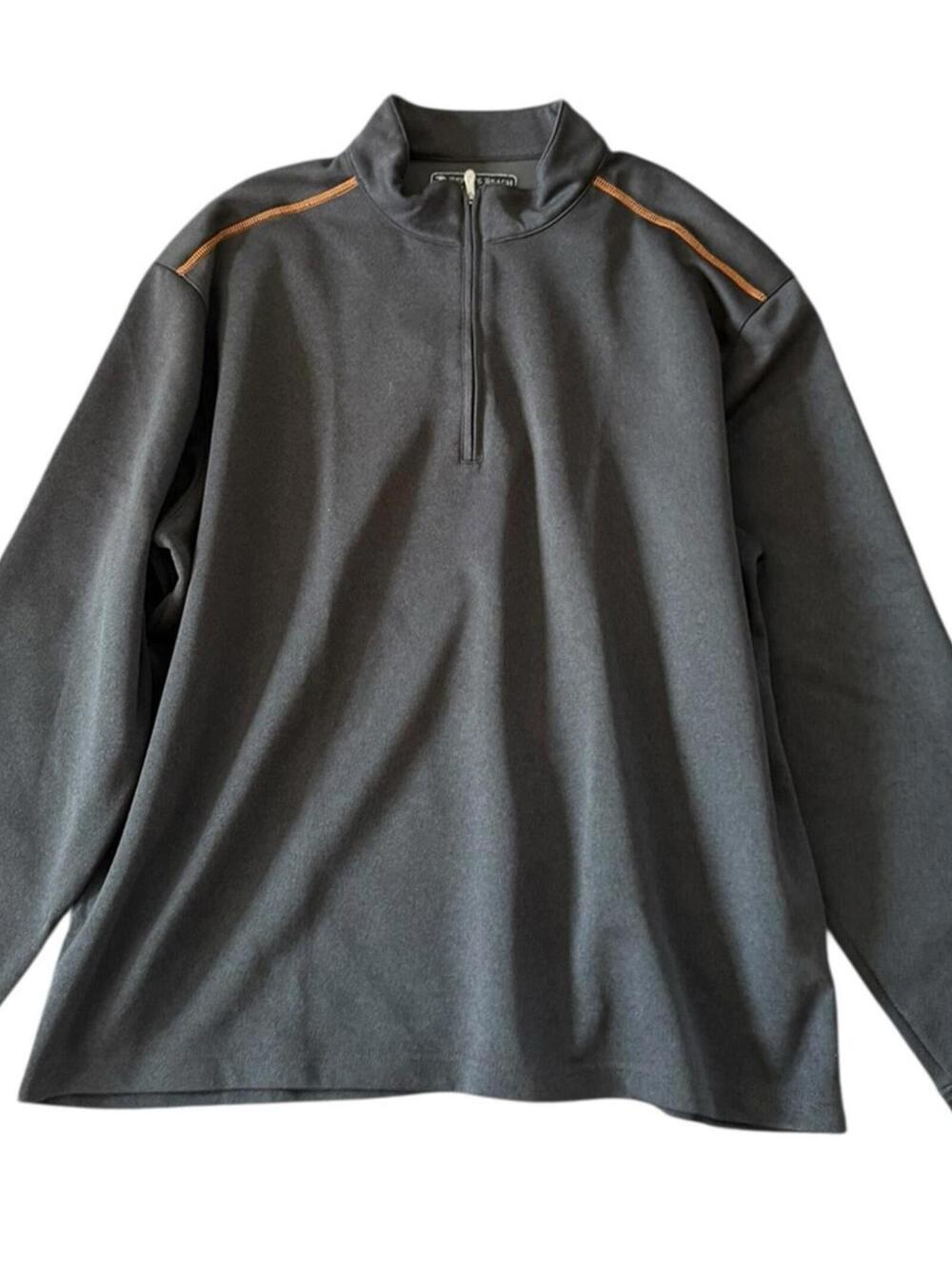 Gray Quarter-Zip Pullover with Orange Accents XL